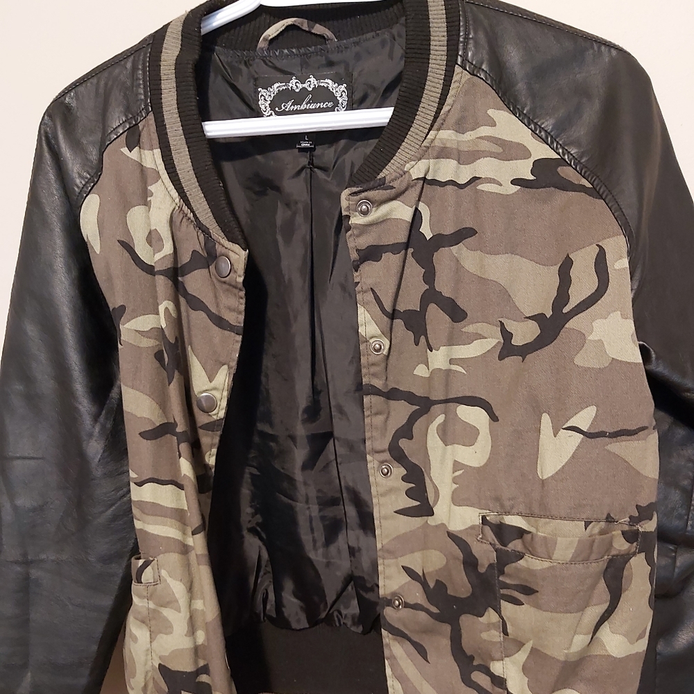 Leather combat bumper jacket